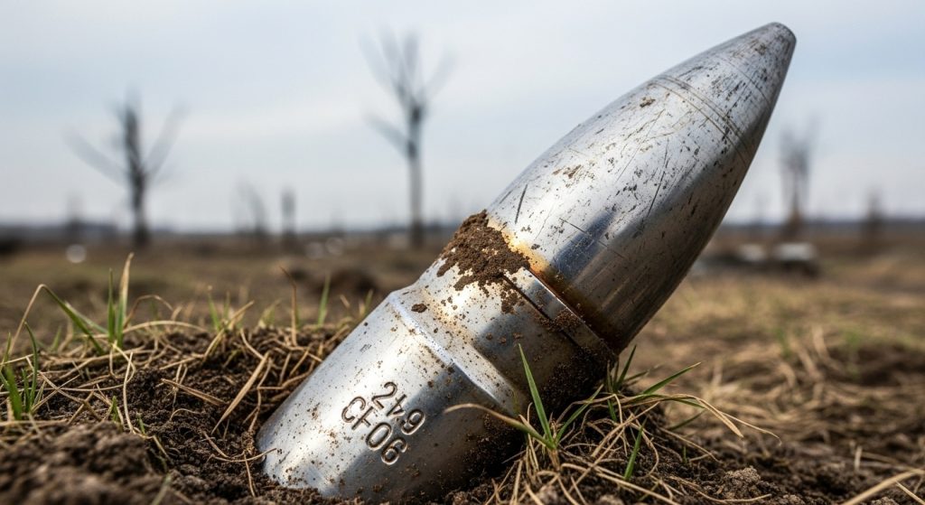 Projectile stuck in wet soil